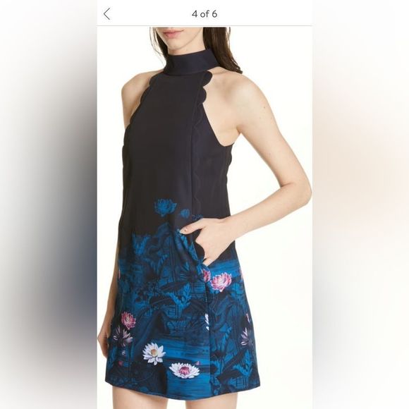 TED BAKER LONDON EURELA WONDERLAND SCALLOPED A-LINE DRESS- WORN ONCE- SIZE 2 - Picture 3 of 13